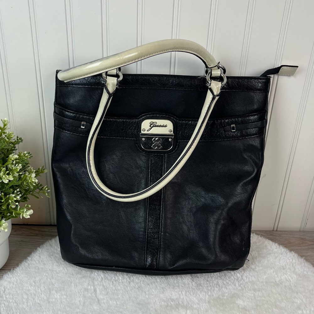 Vintage GUESS Black & Cream Square Shoulder Bag, Y2K Purse